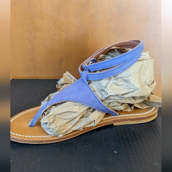 K.JAQUES ST TROPEZ Luxury Sandals, Leather, Ankle Wrap, Blue - Picture 2 of 8